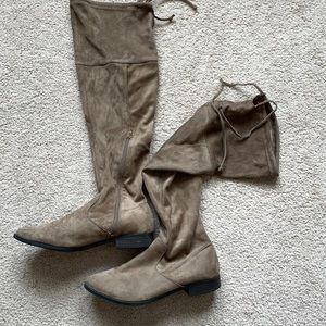 Taupe Suede Knee high boots